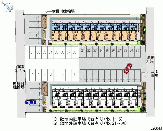 ★手数料０円★熊谷市新堀新田　月極駐車場（LP）